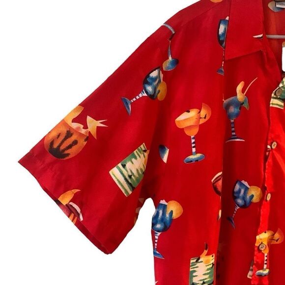 Pre Owned Men’s Basix Short Sleeve Button Up Shirt XXL Festive Comfort Party - Picture 8 of 11